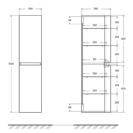 Шкаф-пенал Cezares Vague 44326 серый
