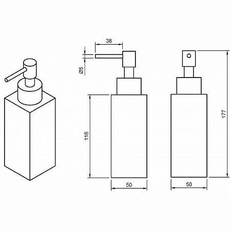 Дозатор для жидкого мыла Cezares PRIZMA-SOIP-03/24, золото