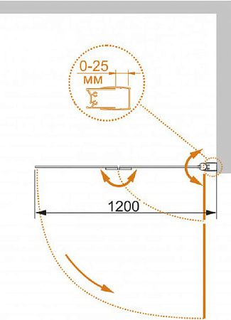 Шторка на ванну Cezares ECO-O-V-21-120/140-P-Cr-R стекло punto