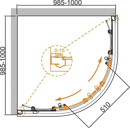 Душевой уголок Cezares Giubileo-R2-100 прозрачное стекло хром