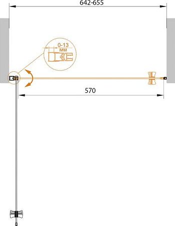 Душевая дверь в нишу Cezares Eco O B-1-65-C-Cr стекло прозрачное