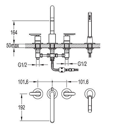 Смеситель на борт ванны Cezares SIESTA-F-BVD4-01, хром