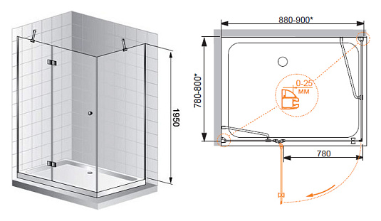 Душевой уголок Cezares Verona AH1 120/90 P Cr L