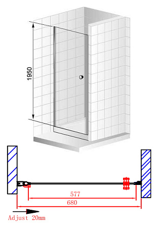 Душевая дверь в нишу Cezares Elena W B1 70 C Cr