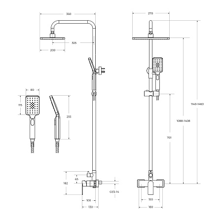 Душевая система Cezares Slider SLIDER-CD-IN сатин
