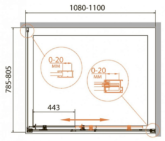 Душевой уголок Cezares RELAX-AHF-1-110/80-P-Bi стекло punto