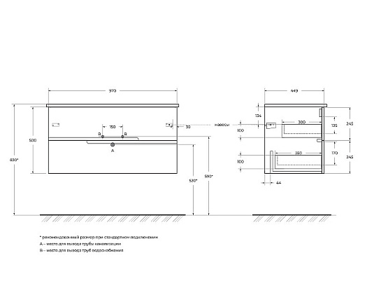 Тумба под раковину Cezares Duet 100 DUET-1000-2C-SO-BO белый