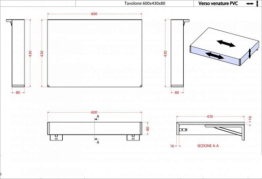 Консоль для комплекта Cezares Tavolone 41784 bianco opaco