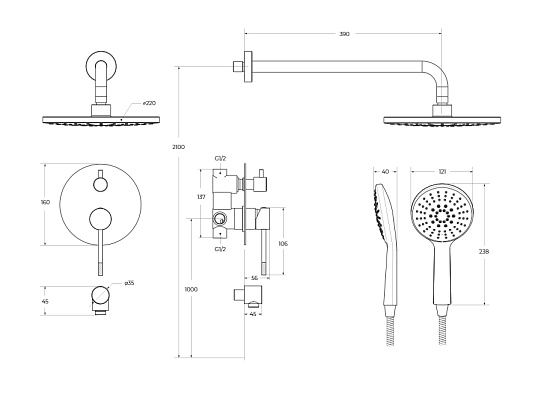 Душевая система Cezares Relax RELAX-DSET-01 хром