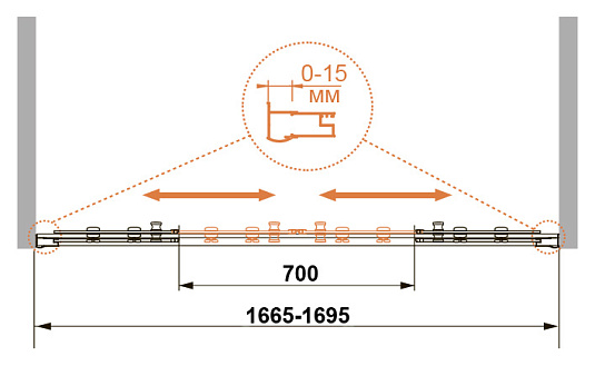 Шторка на ванну Cezares Pratico VF2 170/140 P Cr