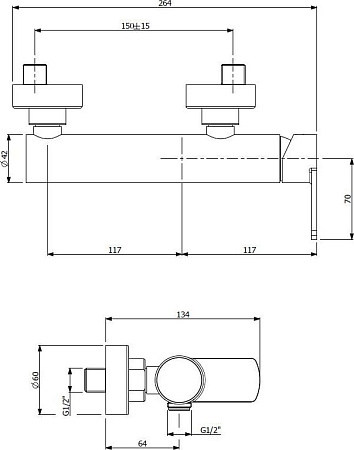 Смеситель для душа Cezares GLAM-DM-OI, золото