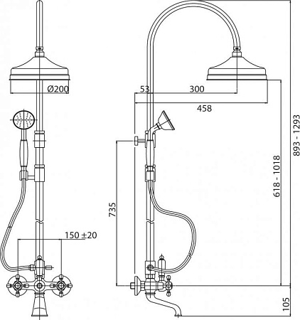 Душевая стойка Cezares LORD-CVD-01-M, хром