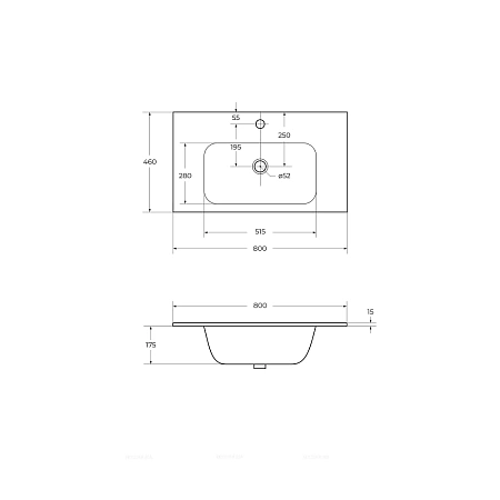 Раковина-столешница Cezares 80 CZR-NAT-80-LVB белый