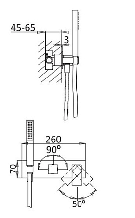 Смеситель для душа Cezares PORTA-VDM2-NOP, черный