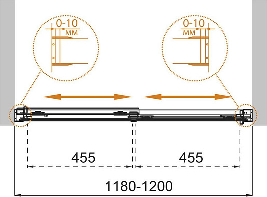 Душевая дверь в нишу Cezares TANDEM-SOFT-BF-2-120-P-Cr стекло punto