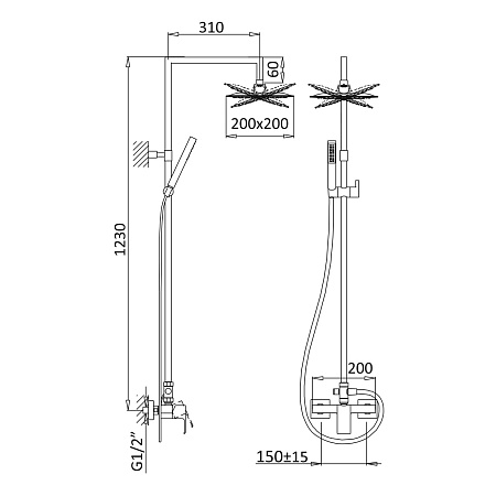 Душевая система Cezares Porta PORTA-CD-SR sunrise