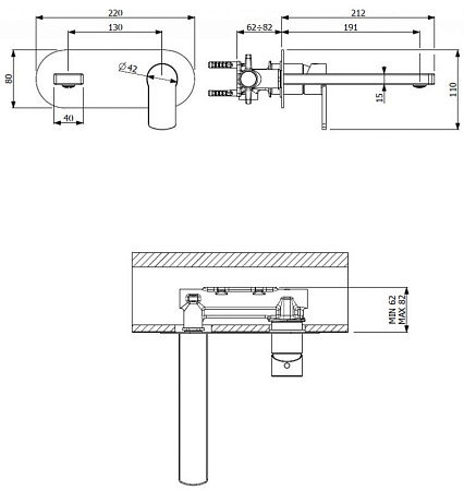 Смеситель для раковины Cezares GLAM-BLI1-NOP, черный