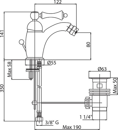 Смеситель для биде Cezares MARGOT-BSM1-02-Bi/A, бронза