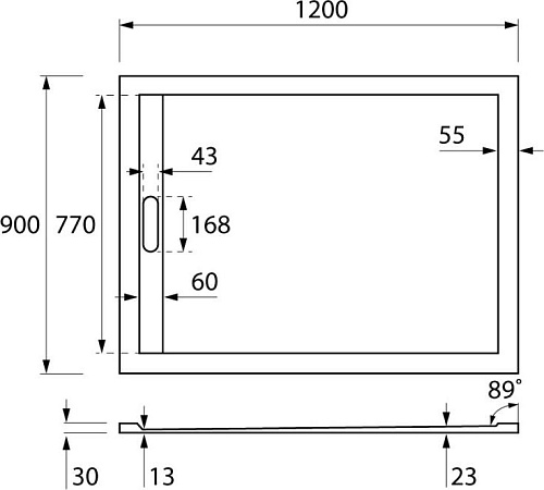 Поддон для душа Cezares TRAY-AS-AH-120/90-30-W