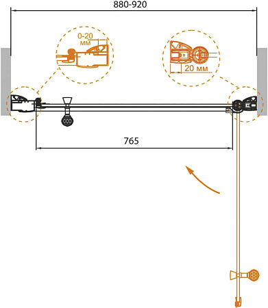 Душевая дверь в нишу Cezares Giubileo B 11 90 CP Cr R