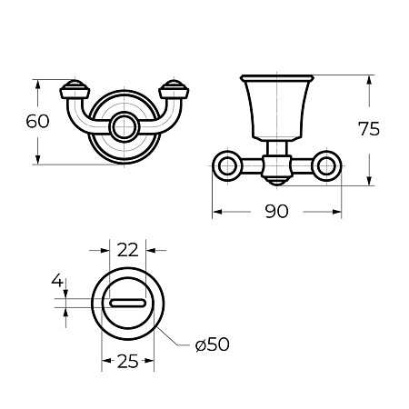 Крючок для ванной Cezares Liberty CZR-F-8988 хром