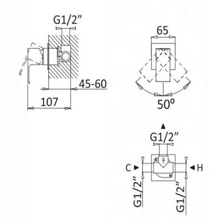 Смеситель для душа Cezares Porta PORTA-DIM-SS sunset