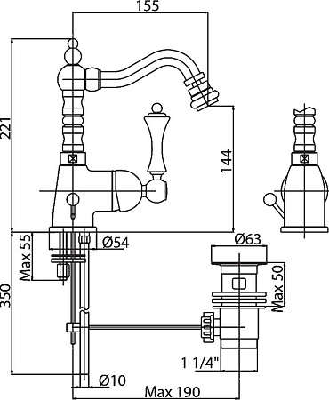 Смеситель Cezares Margot MARGOT-BSM2-02-Bi для биде
