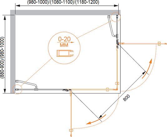 Душевой уголок Cezares BERGAMO-W-AH-2-120/90-P-Cr-L стекло punto