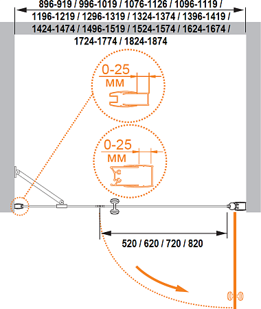 Душевая дверь в нишу Cezares TRIUMPH-D-B-11-60+90-C-Cr-L стекло прозрачное