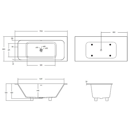 Ванна из искусственного камня Cezares CZR-SLIDER-170-80-57-SSB 170x80, белый матовый