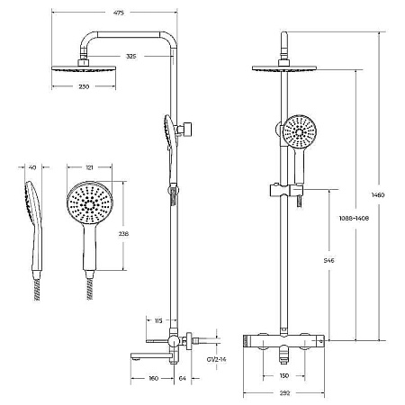 Душевая система Cezares Relax RELAX-CVD-NOP черный матовый