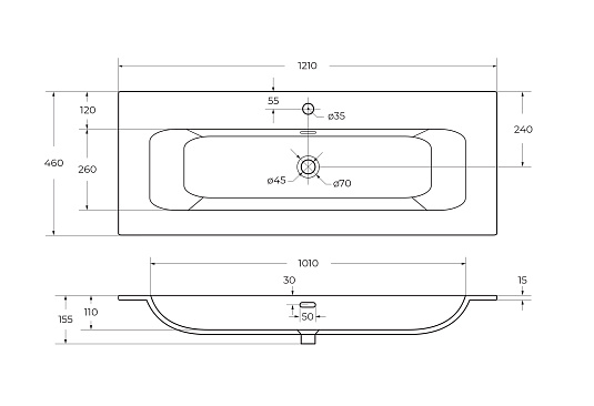 Накладная раковина Cezares Eco 121 CZR-8073-120 белый глянец