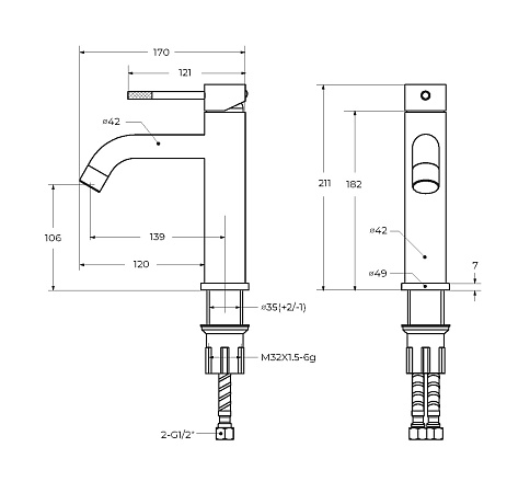 Смеситель для раковины Cezares Relax RELAX-LS1-BORO с донный клапаном, брашированное золото
