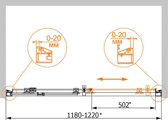 Душевая дверь в нишу Cezares Rosa BF1 120 RO Bi