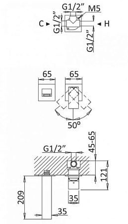 Смеситель для раковины Cezares PORTA-BLI2-BIO, белый