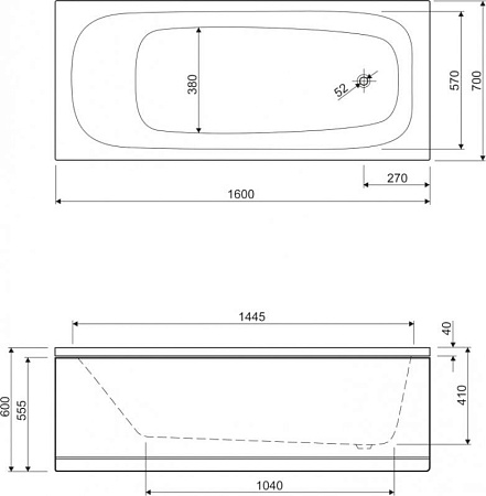 Акриловая ванна Cezares Eco 160х70 ECO-160-70-41-W37