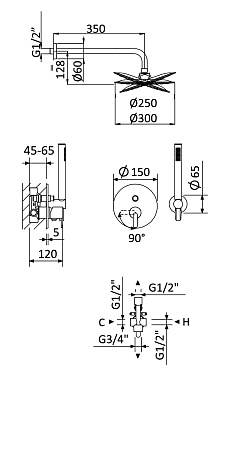 Душевая система Cezares Leaf LEAF-DSIP-30-L-SS sunset