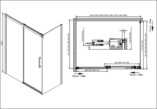 Душевой уголок Cezares LUX-SOFT-W-AH-1-130/80-C-Cr-IV стекло прозрачное