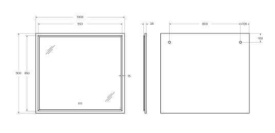 Зеркало Cezares 100х90 CZR-SPC-INT-1000-900-LED-TCH-WARM-BORO с подсветкой, брашированное золото