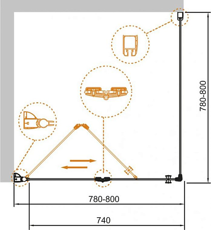 Душевой уголок Cezares ECO-O-AS-1-80-C-Cr стекло прозрачное