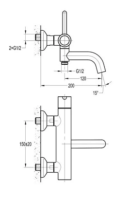 Смеситель для ванны с душем Cezares Eco ECO-VD-NOP черный