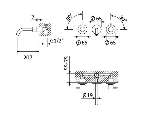 Смеситель для раковины Cezares Leaf LEAF-BLI3L-20-L-01-W0 хром