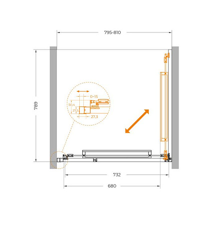 Душевая дверь Cezares LUX-B-FS-1-80-C-CR, 80х195, профиль хром, стекло прозрачное