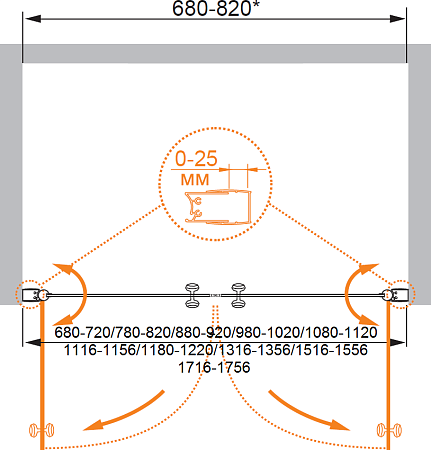 Душевая дверь в нишу Cezares ELENA-W-B-2-160-C-Cr стекло прозрачное