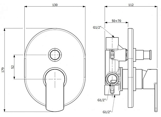 Смеситель для душа Cezares GLAM-VDIM-NOP, черный