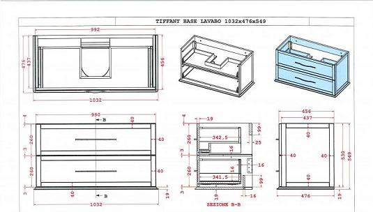 Тумба для комплекта Cezares Tiffany 54951 bianco opaco