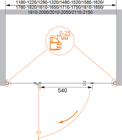 Душевая дверь в нишу Cezares VERONA-W-B-13-60+60/60-C-Cr стекло прозрачное