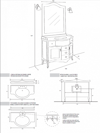 Зеркало 98 см Cezares Rubino RUBINO.SP.BLO bianco laccato opaco