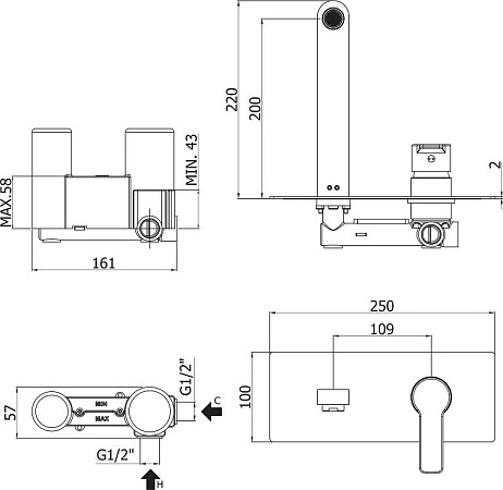 Смеситель для раковины Cezares FUOCO-BLI-20-01, хром